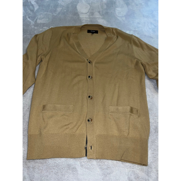 Men's JACK SPADE Tan Cardigan Sweater M with Elbow Patches - Picture 6 of 9